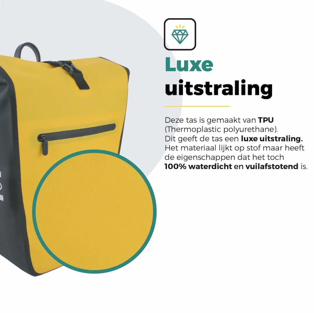 Voltano Luxe E-bike Fietstas 28L - Geel/Zwart - Waterdicht met Laptopvak