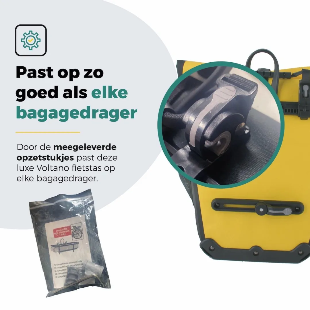 Voltano Luxe E-bike Fietstas 28L - Geel/Zwart - Waterdicht met Laptopvak