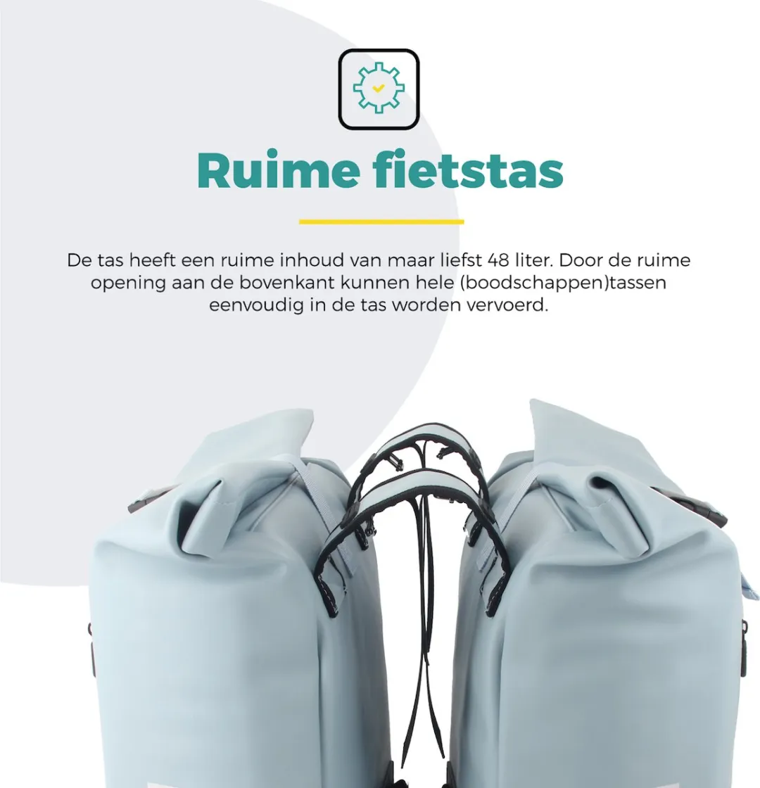 Voltano Dubbele Fietstas Rolltop E-bike Pro Ice Blauw - 48L