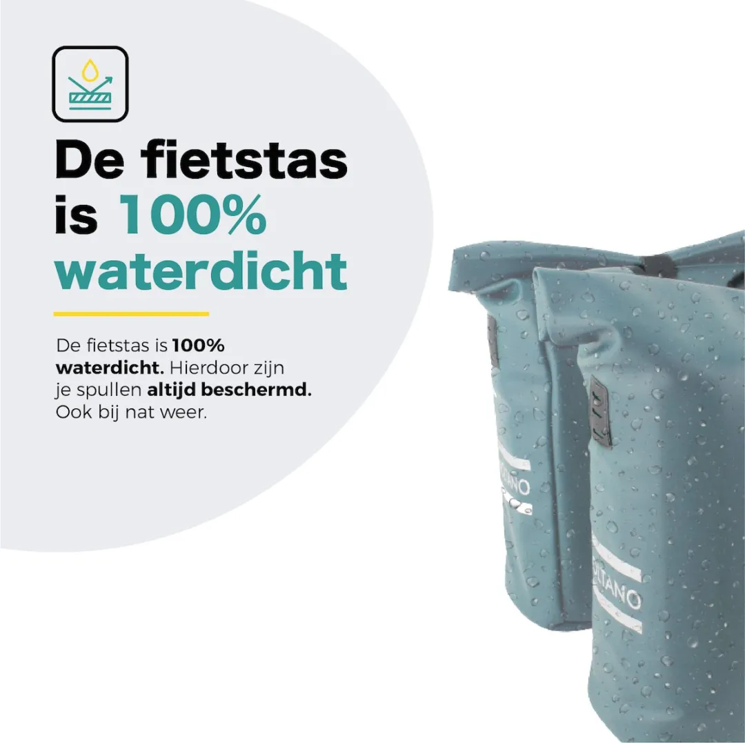 Voltano Dubbele Fietstas Rolltop E-bike Pro Ice Blauw - 48L