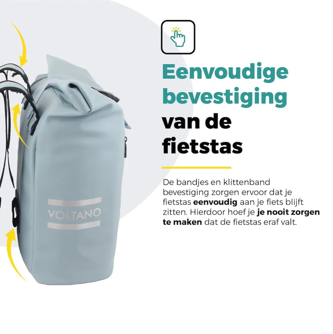 Voltano Dubbele Fietstas Rolltop E-bike Pro Ice Blauw - 48L - afbeelding 6 van 6
