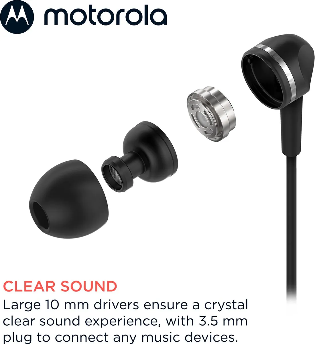 Motorola 105 Oordopjes met Draad - Zwart