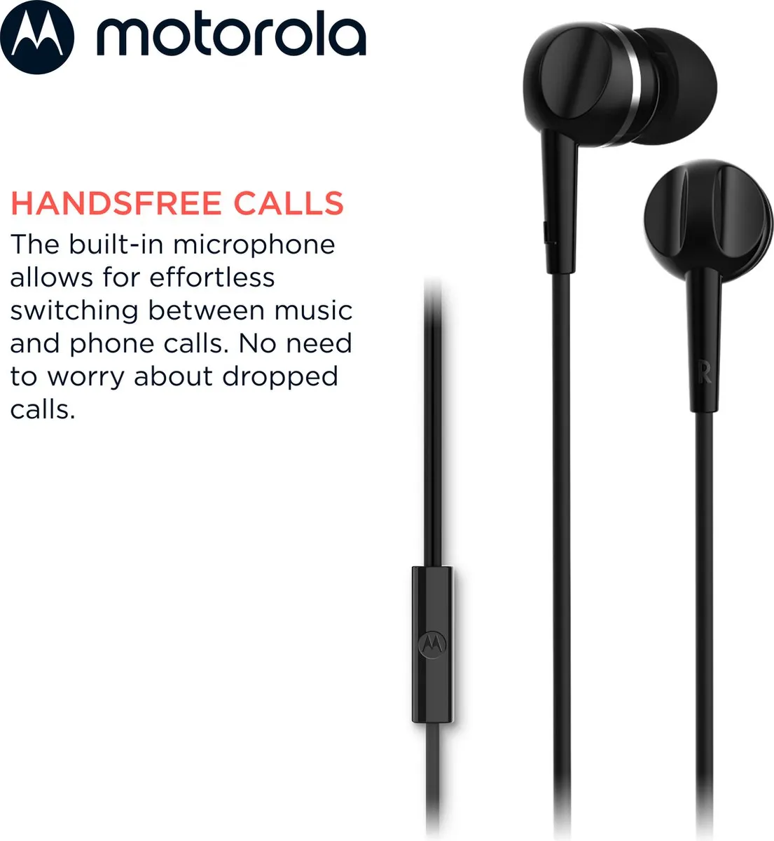 Motorola 105 Oordopjes met Draad - Zwart