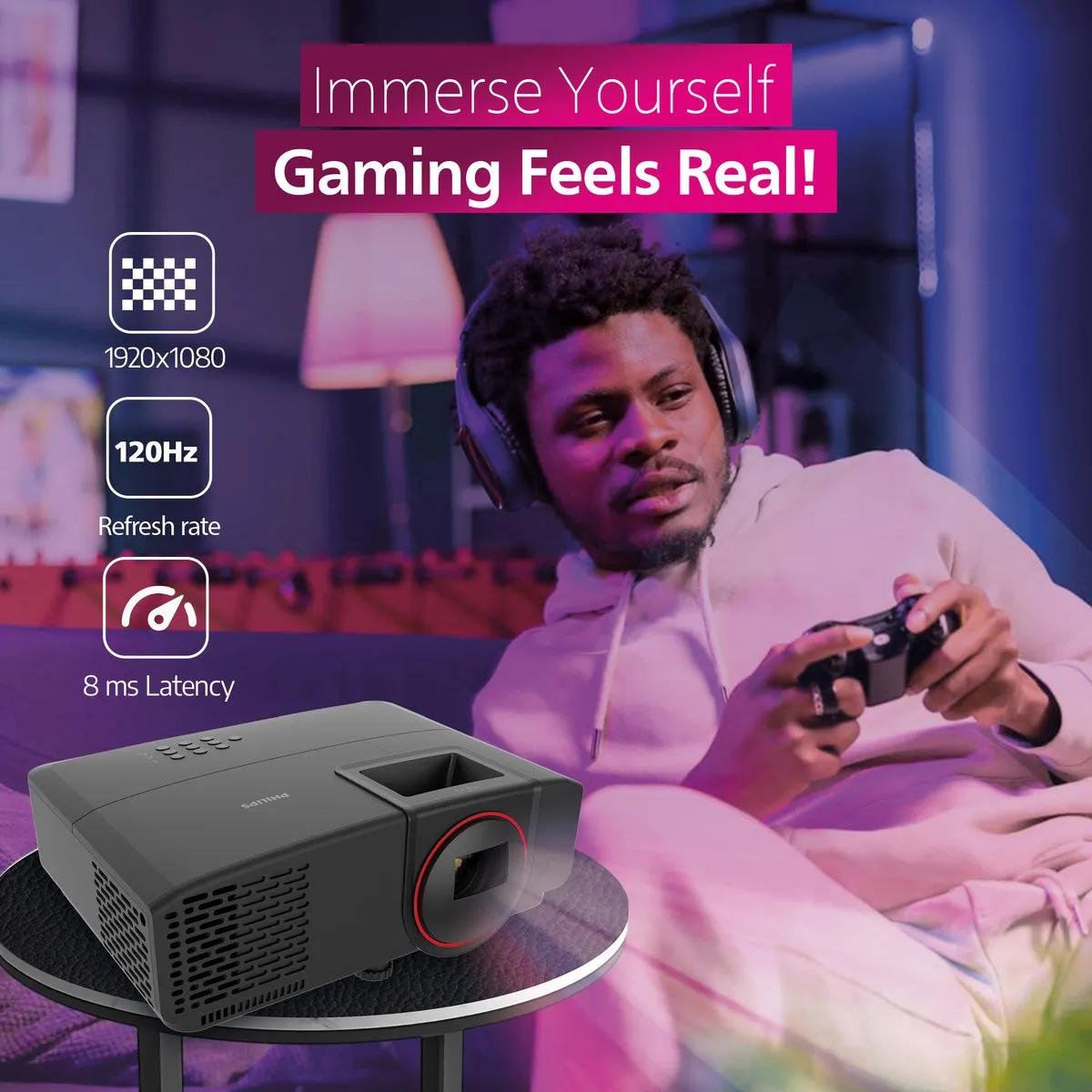 Philips GamePix 800 GMX800/INT Beamer - Full-HD - 150" - Zwart