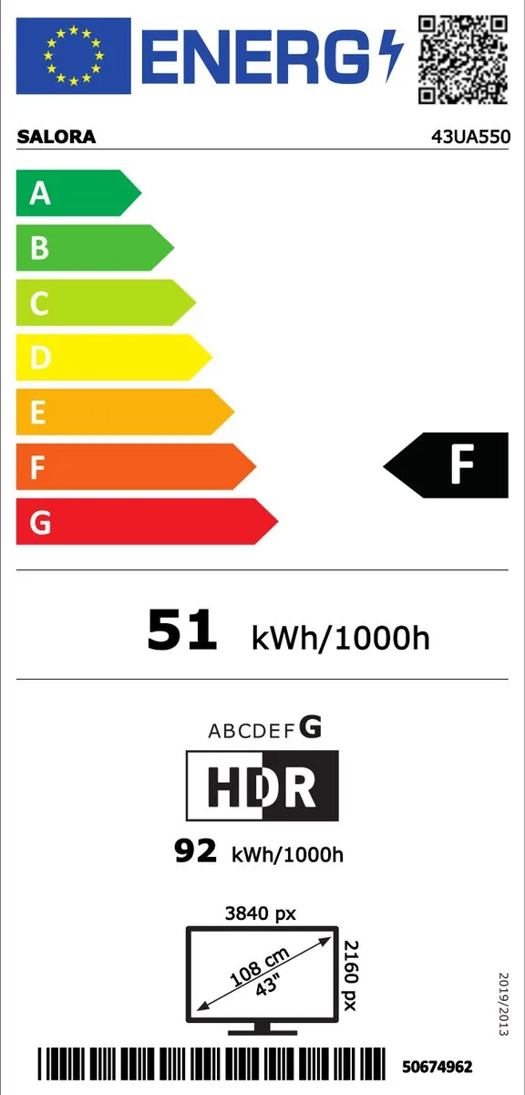 Salora 43UA550 4K Smart TV 109cm - Zwart