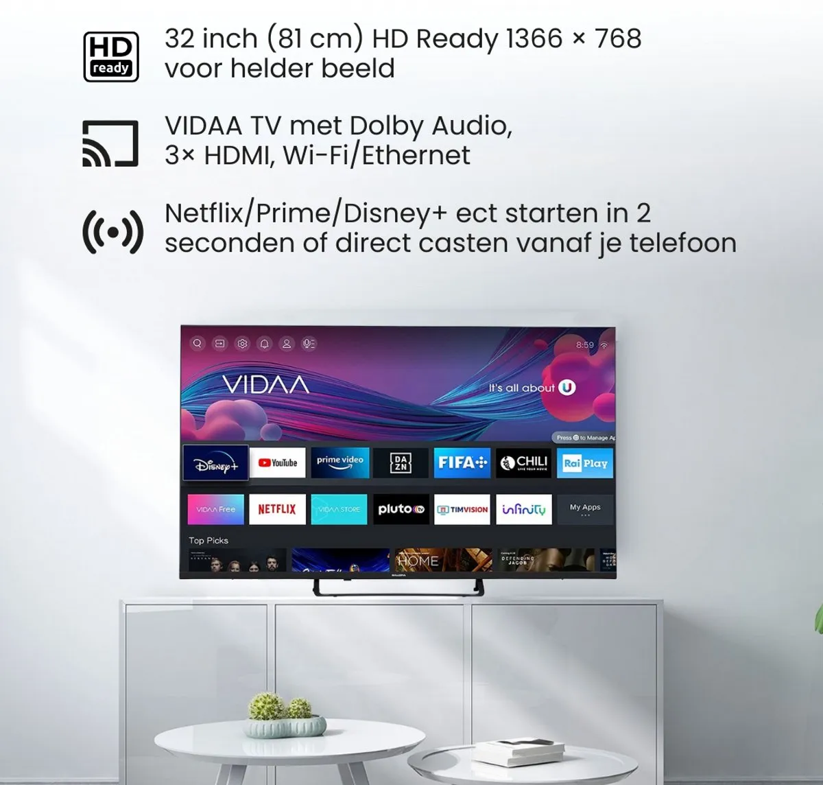 Salora FOD32HV Smart TV 32 inch - HD Ready - Zwart