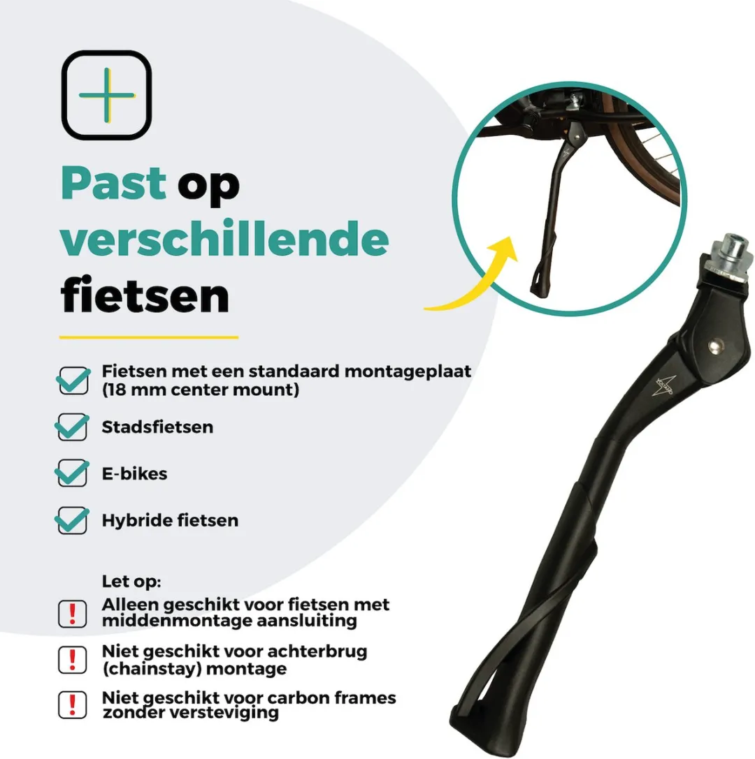Voltano Verstelbare Fietsstandaard 28 Inch - Zwart
