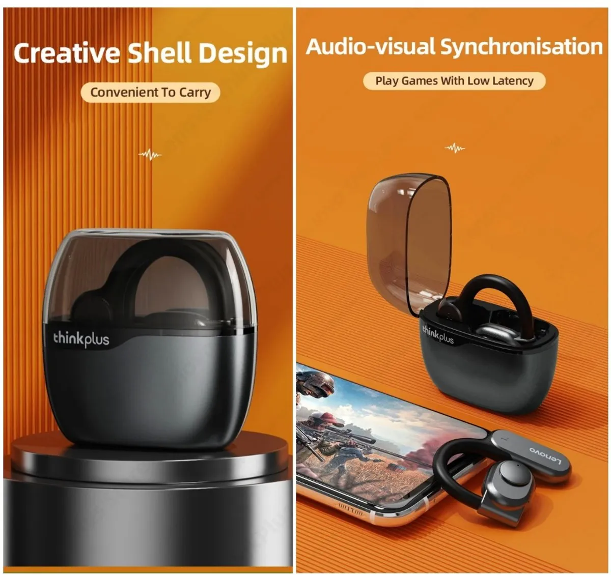 Lenovo LP76 Bluetooth Oordopjes - Oorhaak - Zwart
