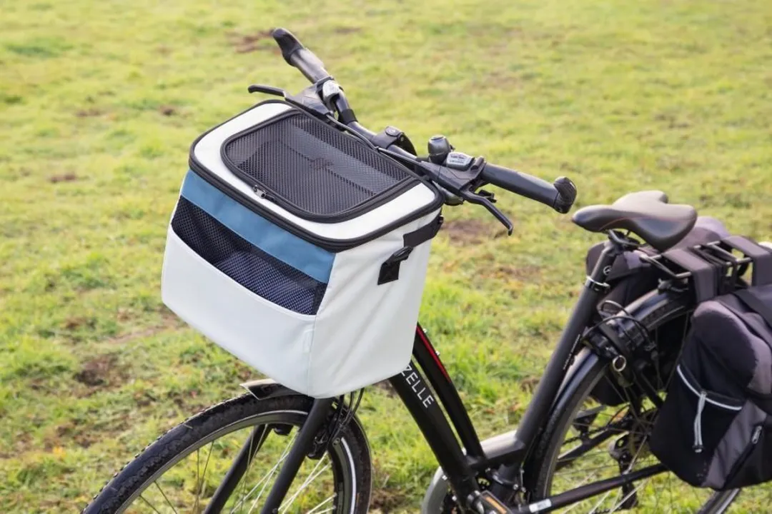 Beeztees Fietsmand Xoex - Hond - Grijs/blauw - 40x25x30cm