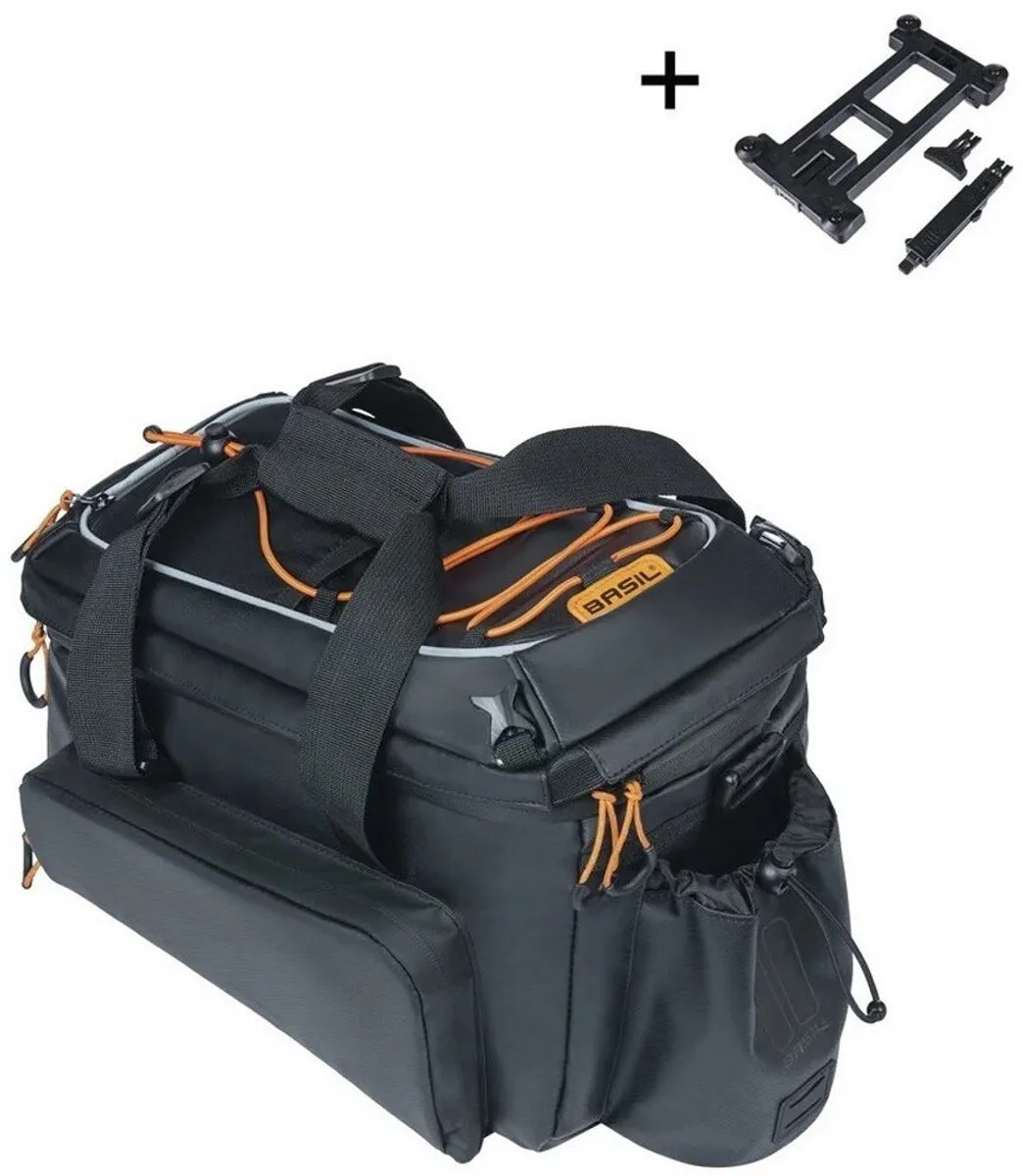 Basil Miles Tarpaulin Trunkbag XL Pro 36L - MIK-9 - Zwart/Orange - afbeelding 6 van 6