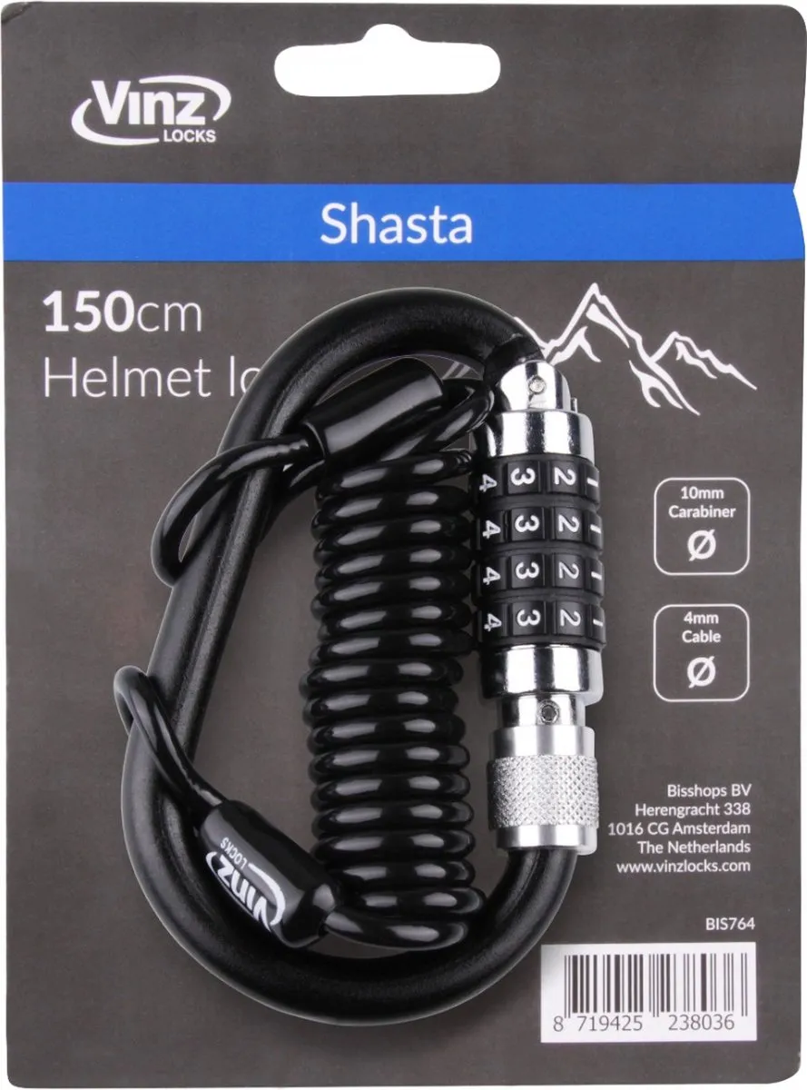 VINZ Shasta Kabelslot 120cm - Zwart