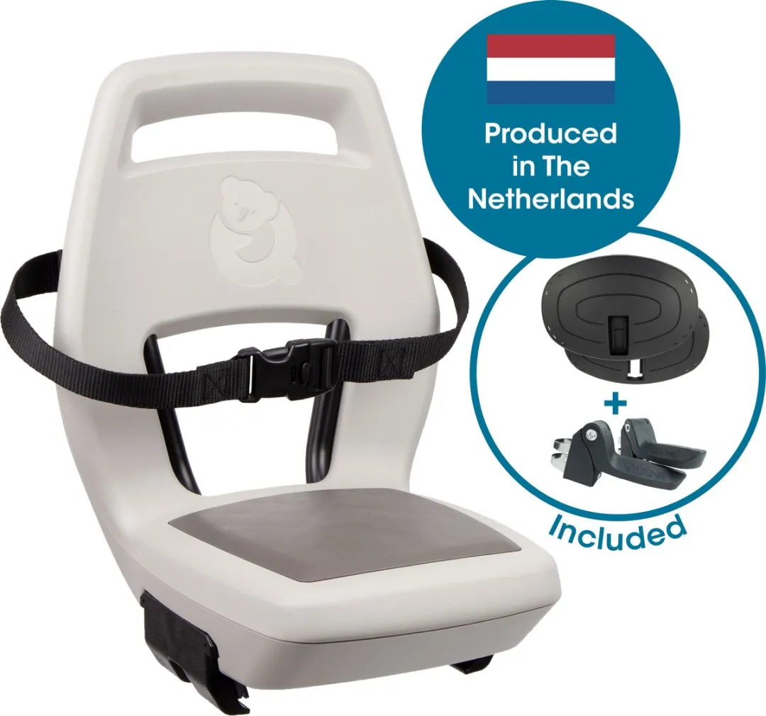 Qibbel Junior 6+ Fietsstoeltje - Pebble Grey - inclusief voetbescherming
