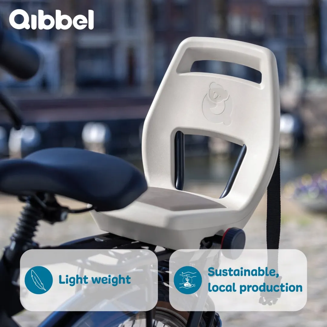 Qibbel Junior 6+ Fietsstoeltje - Pebble Grey - inclusief voetbescherming