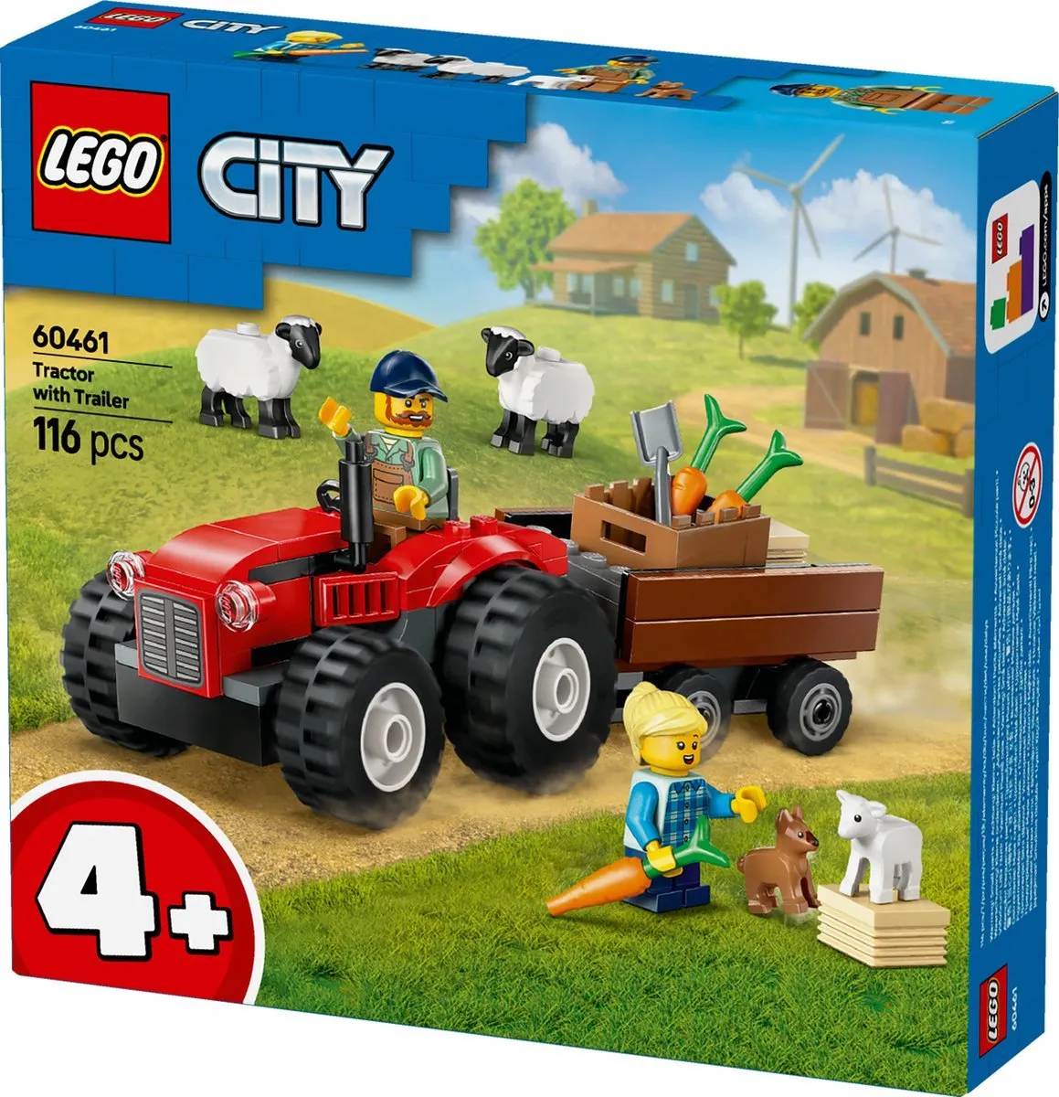 LEGO City 60461 Rode Tractor met Aanhangwagen - 116 Stukken