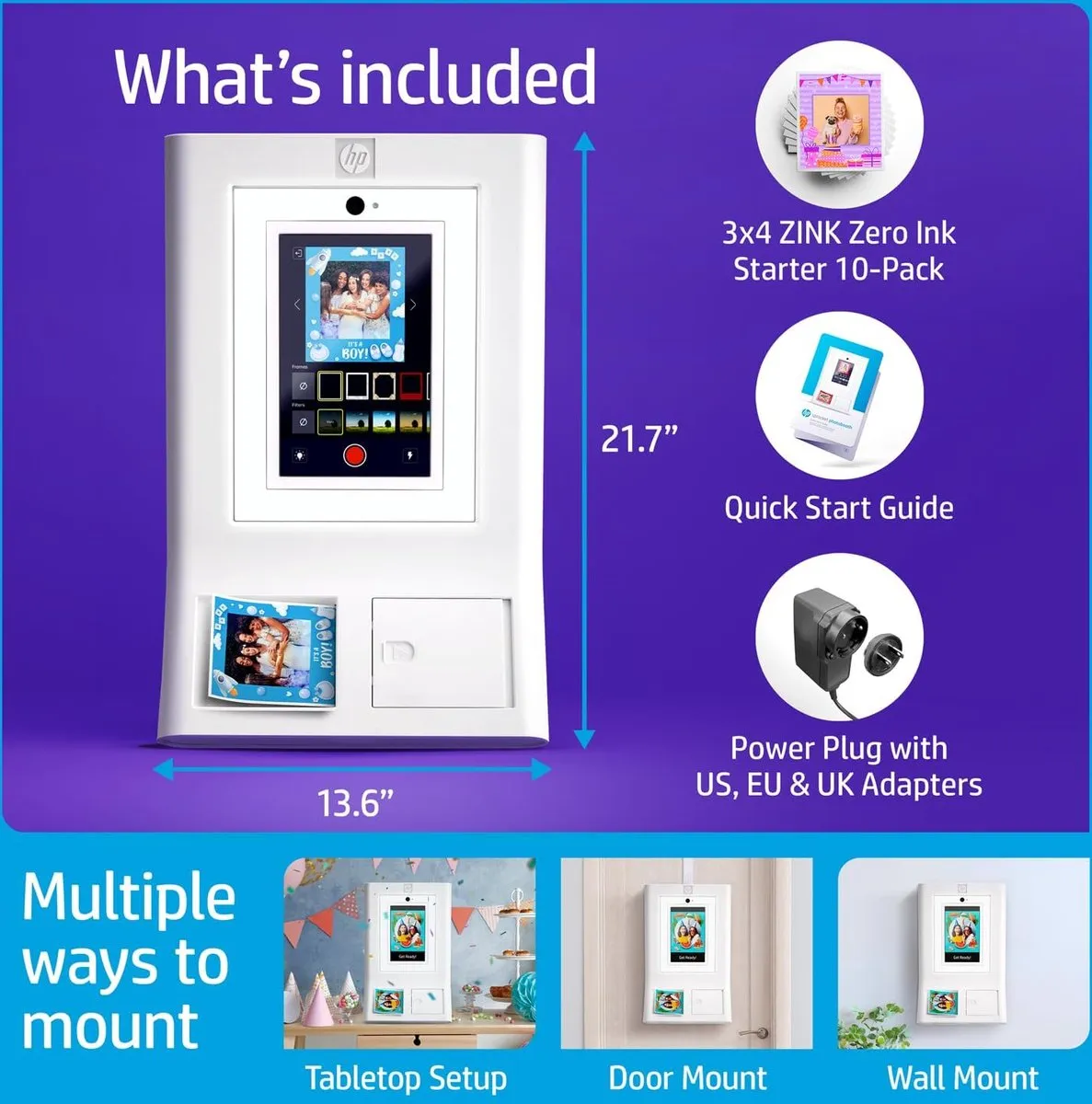 HP - Sprocket Photobooth - Wit - Instant Camera - Geschikt Voor Bruiloften of Feesten