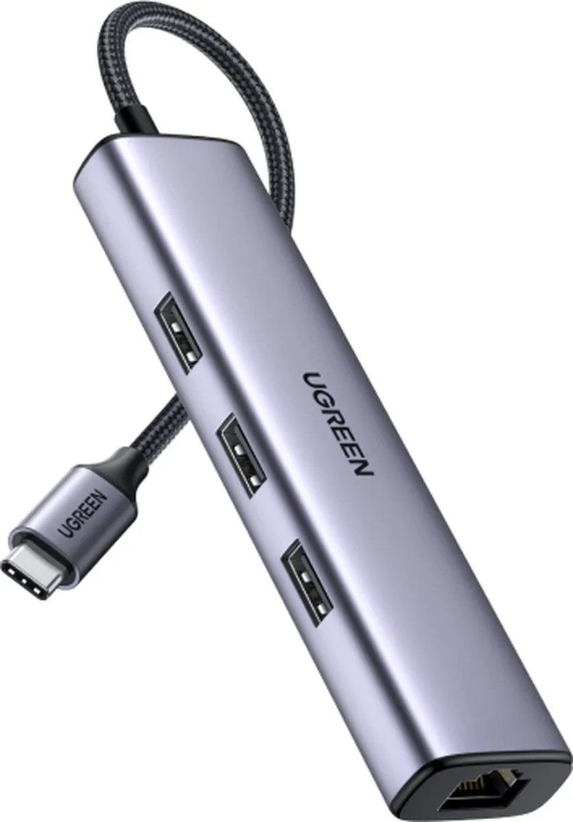 UGREEN USB-C Hub 3x USB 3.0 RJ45 - Grijs - afbeelding 3 van 3