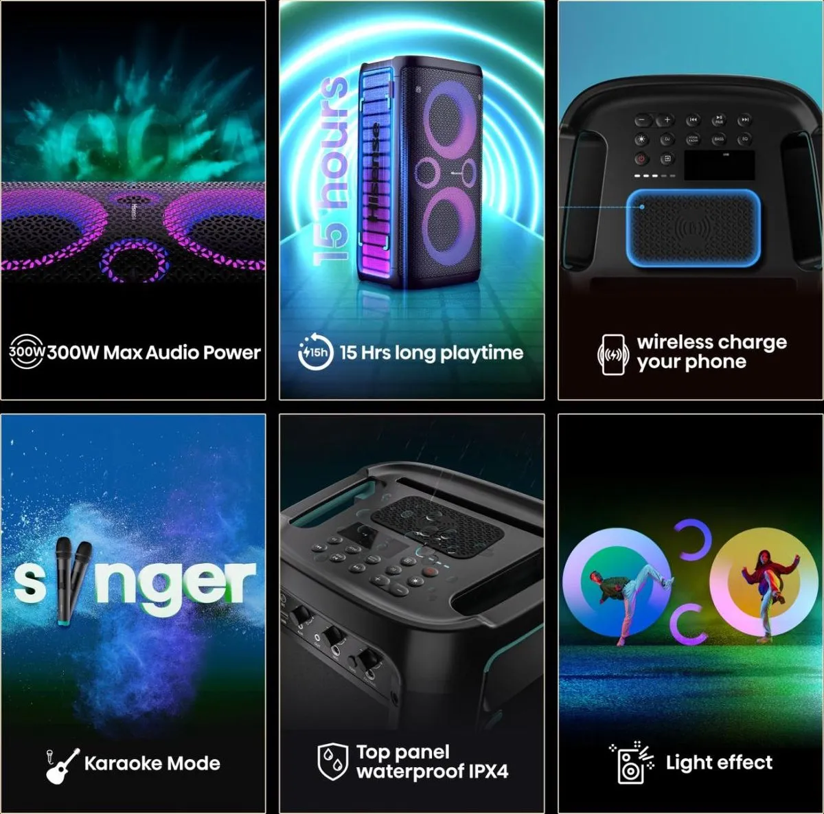 Hisense Party Storm 1 Feestluidspreker 300W - Zwart - afbeelding 6 van 6