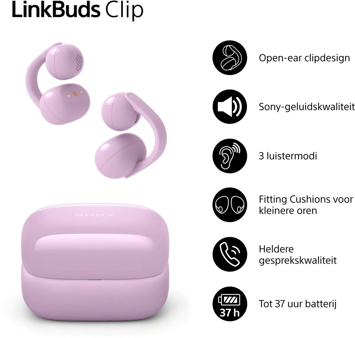 Sony LinkBuds Clip WFLC900V.CE7 - Draadloze Oordopjes - Lavendel