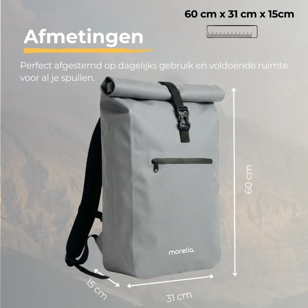 Morelia® Fietstas - Fietstassen Electrische Fietsen - Fietstassen Enkele - Incl Achterlicht - 30 Liter - 100% Waterdicht - Tarpaulin materiaal - Sage Green