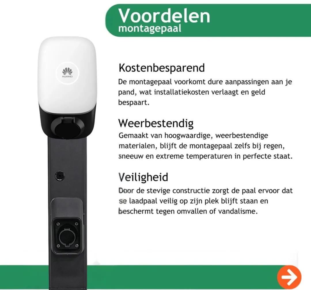 Huawei Montagepaal - Metaal - 11/22 kW - Zwart