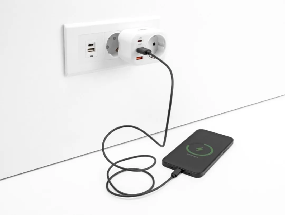 Delock 11498 Stopcontactadapter - USB-C PD & 2x USB-A 20W - Wit
