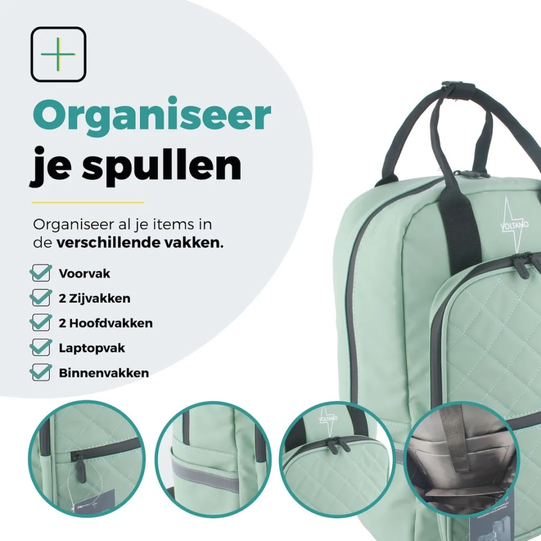 Voltano Daily Enkele Fietstas Rugzak 22L - Mint Groen