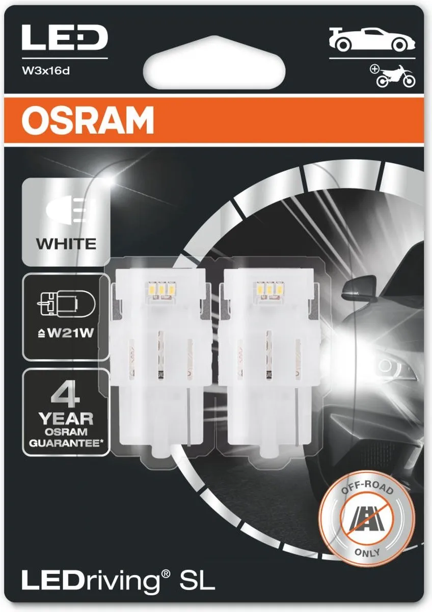 Osram LED W21W 12V - Wit - 2 Stuks
