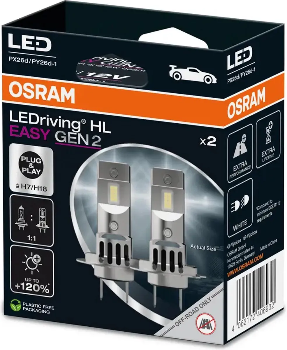 Osram LEDriving HL Easy Gen 2 H7 - Wit - 2 Stuks