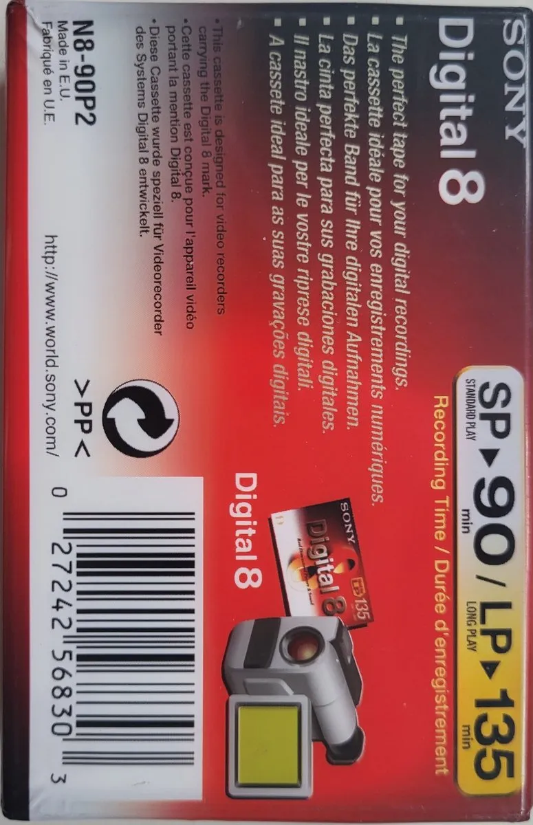 Sony Digital 8 N8-90P Videocassetteband