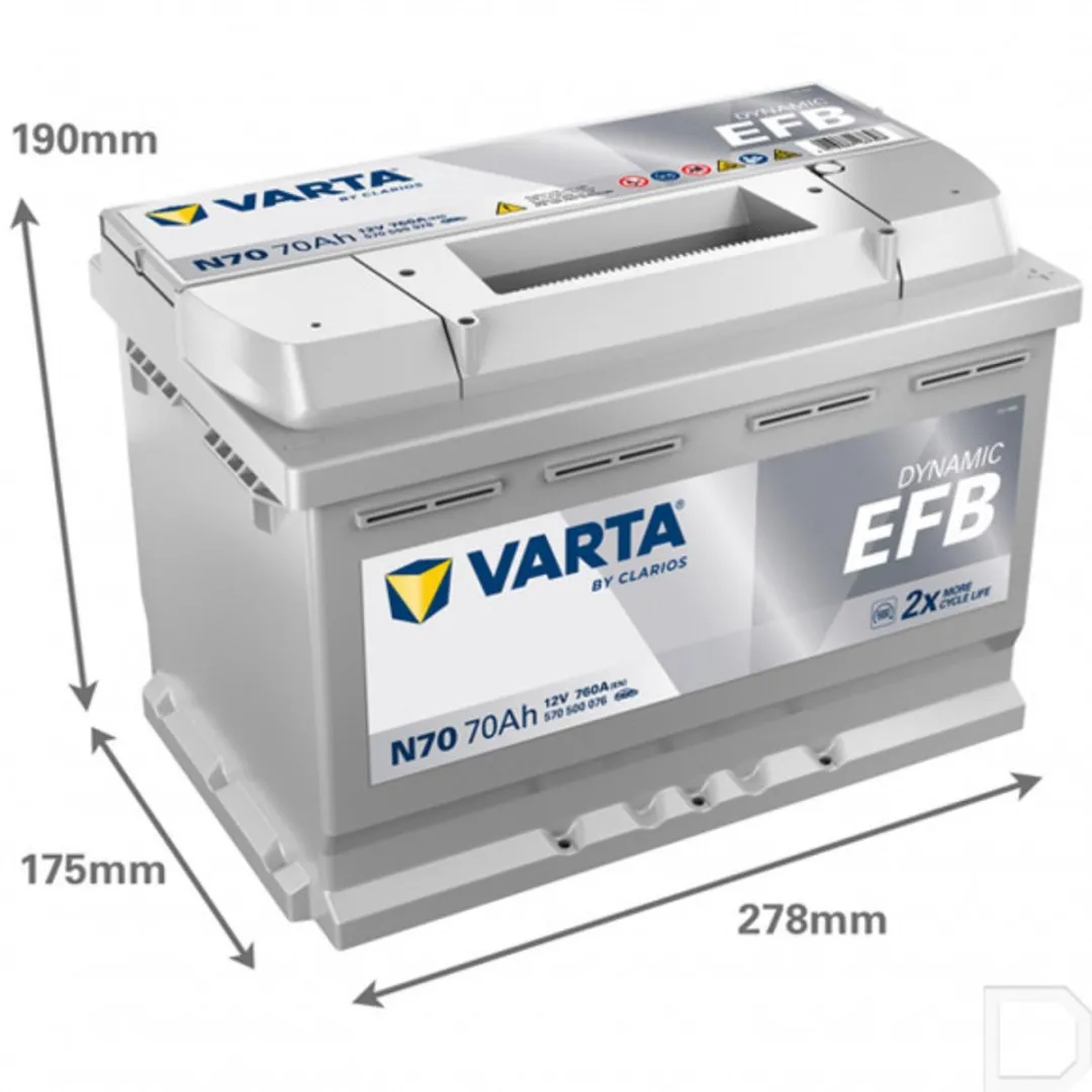 Varta 12V 70Ah N70 Autoaccu - 760A