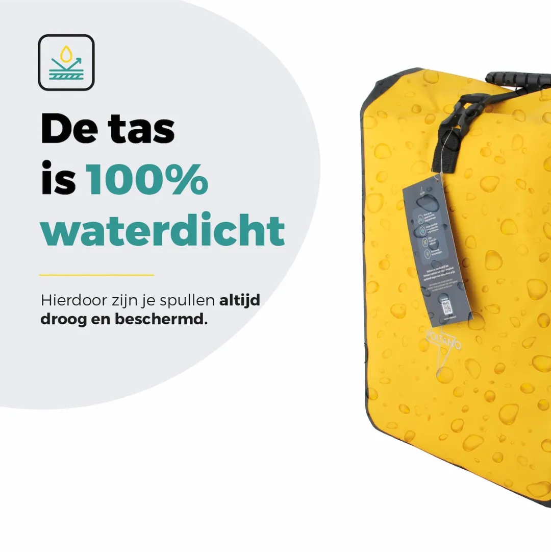 Voltano Fietstas 16L - Geel/Zwart - Waterdicht