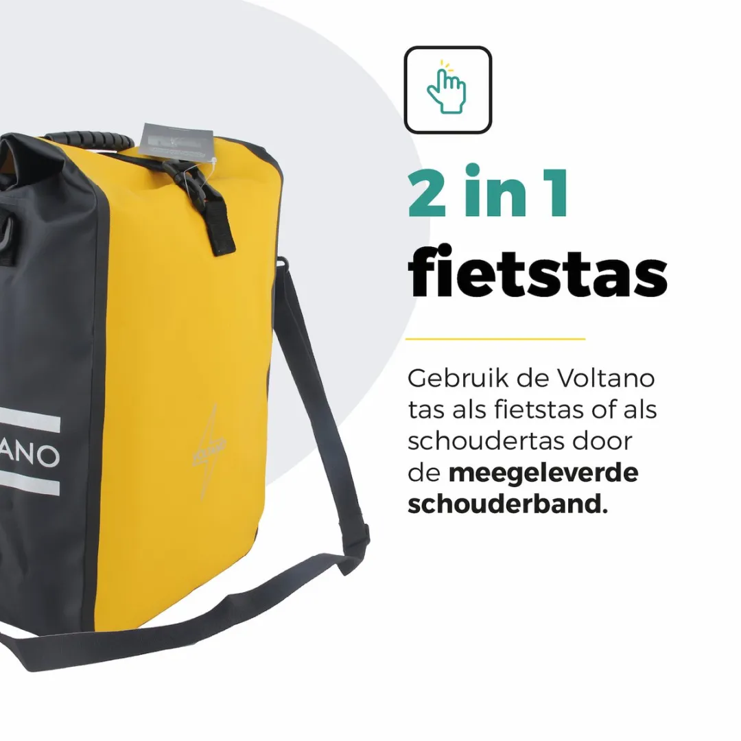 Voltano Fietstas 16L - Geel/Zwart - Waterdicht
