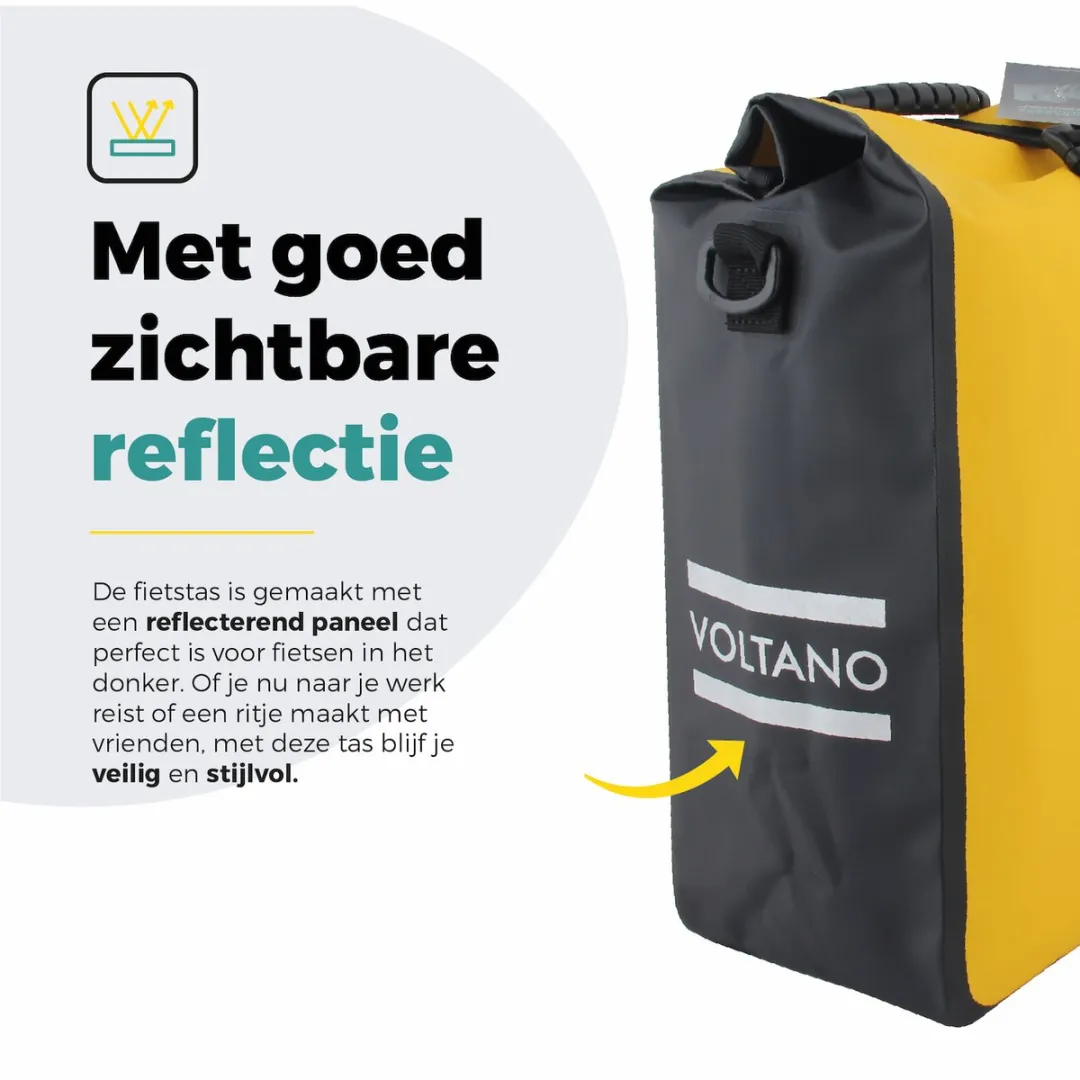 Voltano Fietstas 16L - Geel/Zwart - Waterdicht