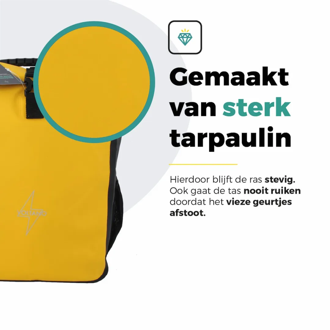 Voltano Fietstas 16L - Geel/Zwart - Waterdicht - afbeelding 6 van 6