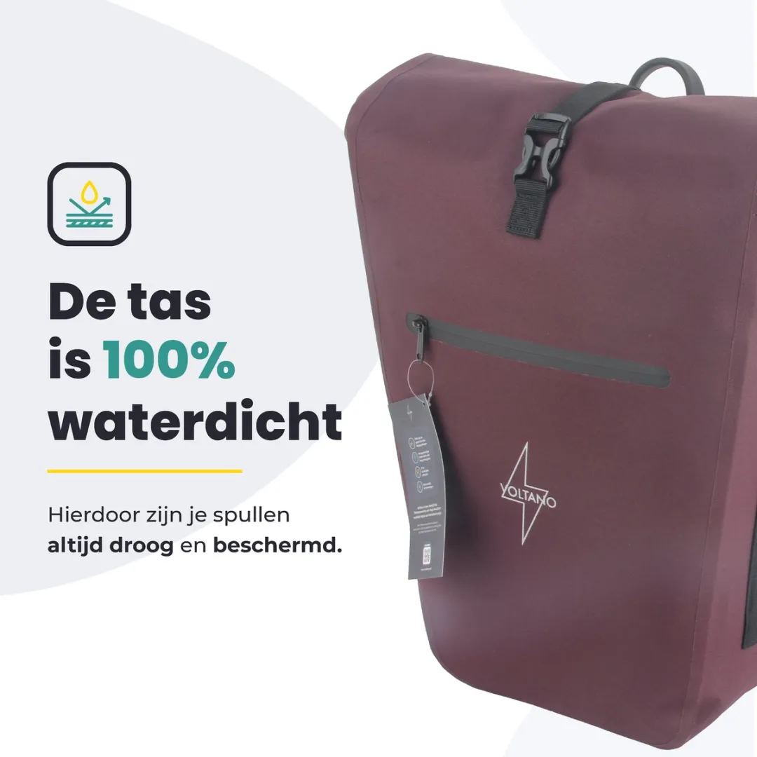 Voltano Luxe E-bike Fietstas 28L - Bordeaux Rood - Laptopvak