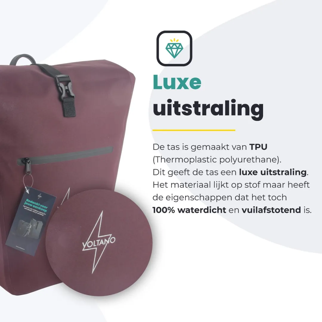 Voltano Luxe E-bike Fietstas 28L - Bordeaux Rood - Laptopvak