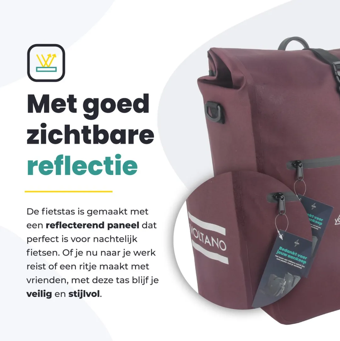 Voltano Luxe E-bike Fietstas 28L - Bordeaux Rood - Laptopvak