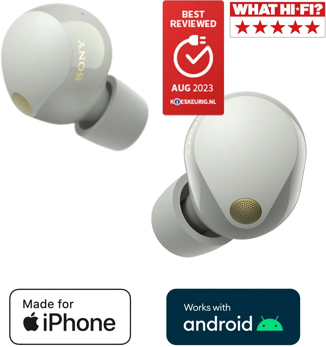 Sony WF-1000XM5 Noise Cancelling Oordopjes - Zilver