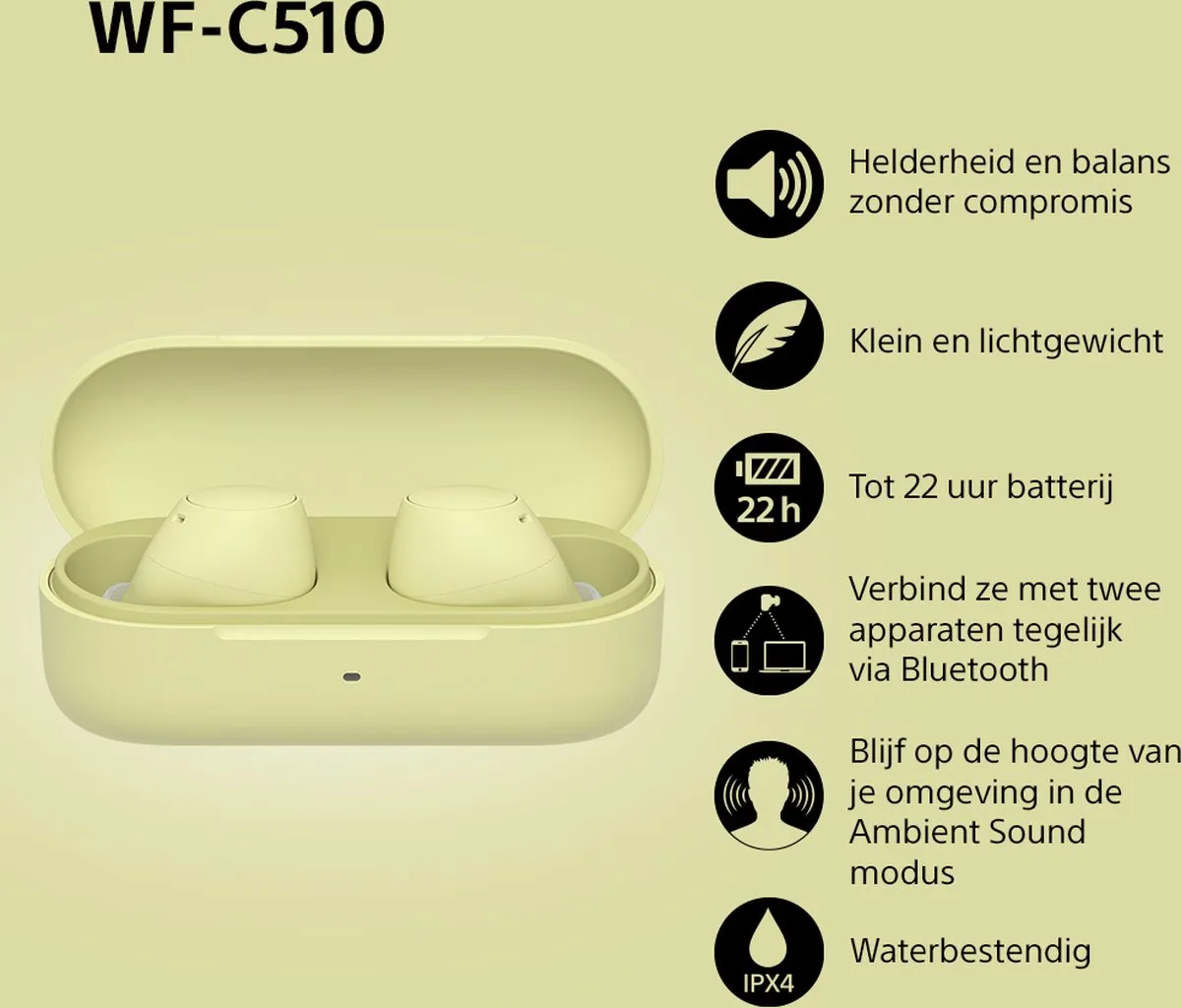 Sony WF-C510 Draadloze Oordopjes - Geel