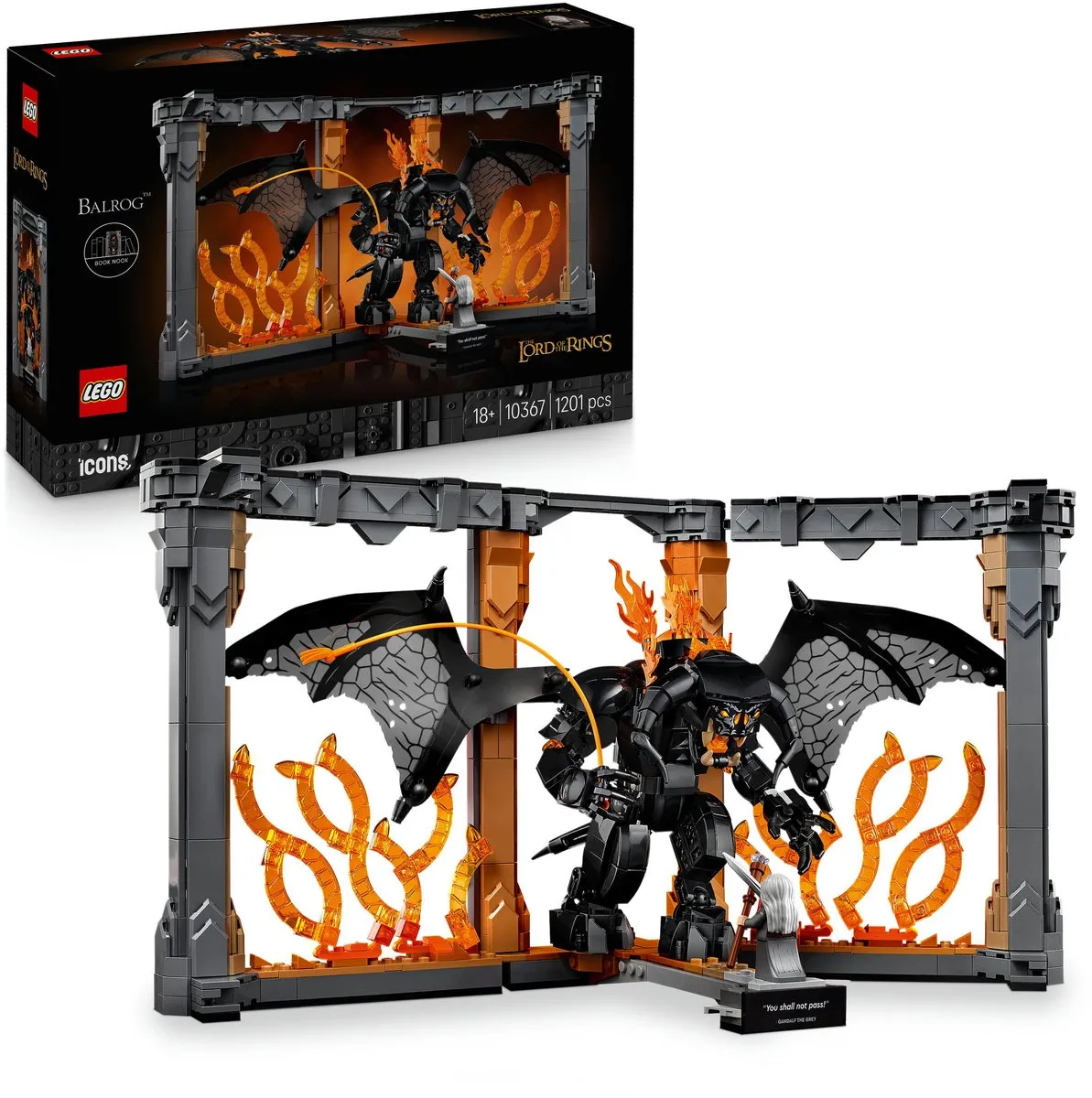 LEGO Icons The Lord of the Rings Balrog Boekensteun 10367 - 1201 Stukken - Multicolor