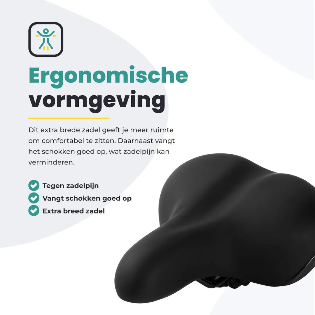 Voltano Stadszadel - Zwart - Waterdicht met Vering