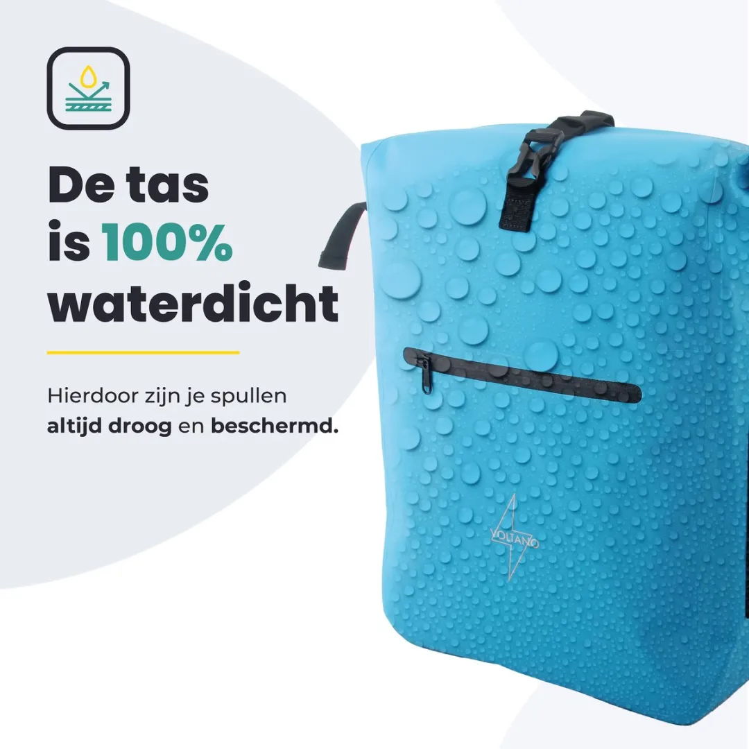 Voltano Luxe Fietstas 28L - Gletsjer Blauw - Waterdicht