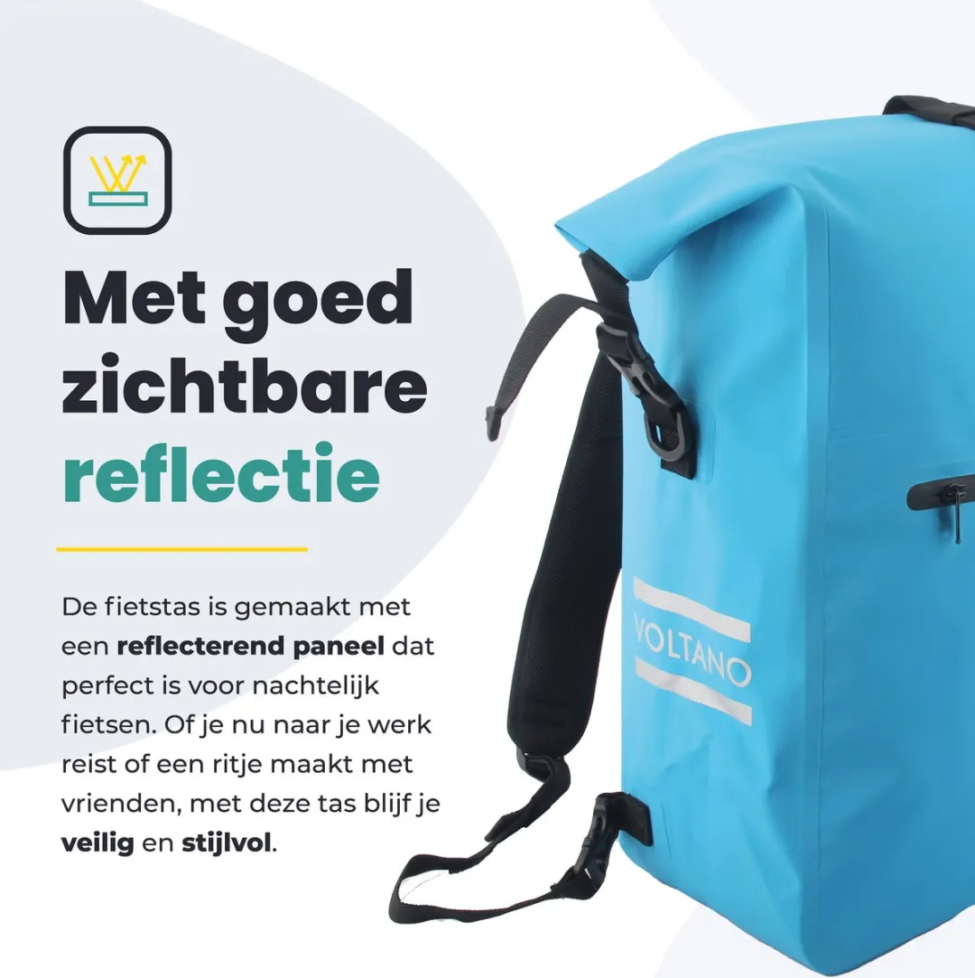 Voltano Luxe Fietstas 28L - Gletsjer Blauw - Waterdicht - afbeelding 6 van 6