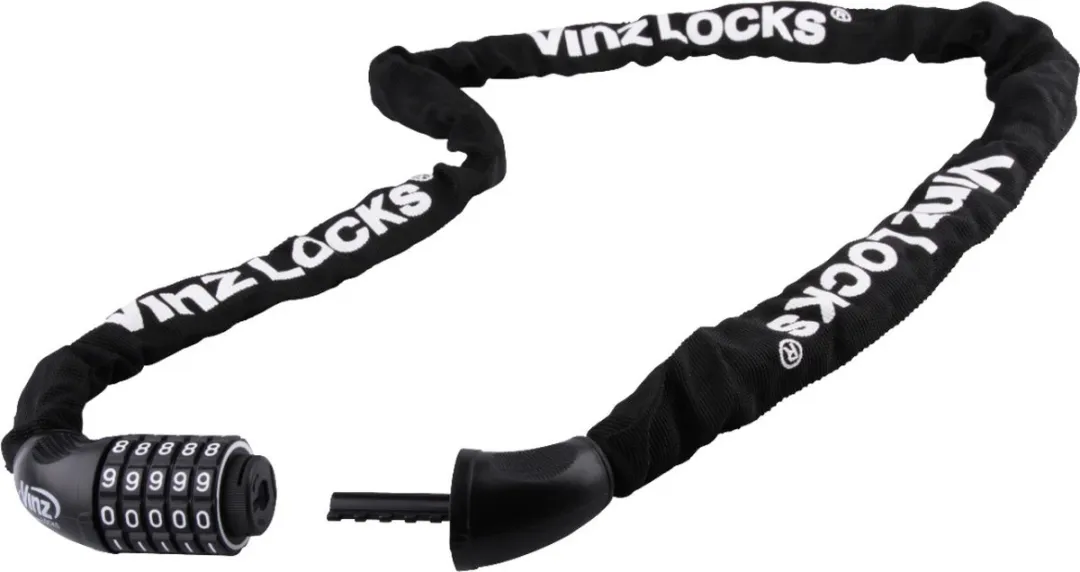 VINZ Devi Cijferslot Fiets 120cm - Zwart