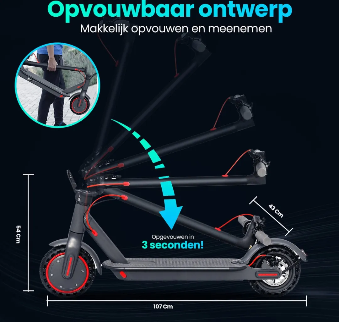 Stay-on M365 Go | Elektrische step | Krachtige 350W motor | 25km/h | Max. 30km | Compact inklapbaar | NL handleiding | Smart-App