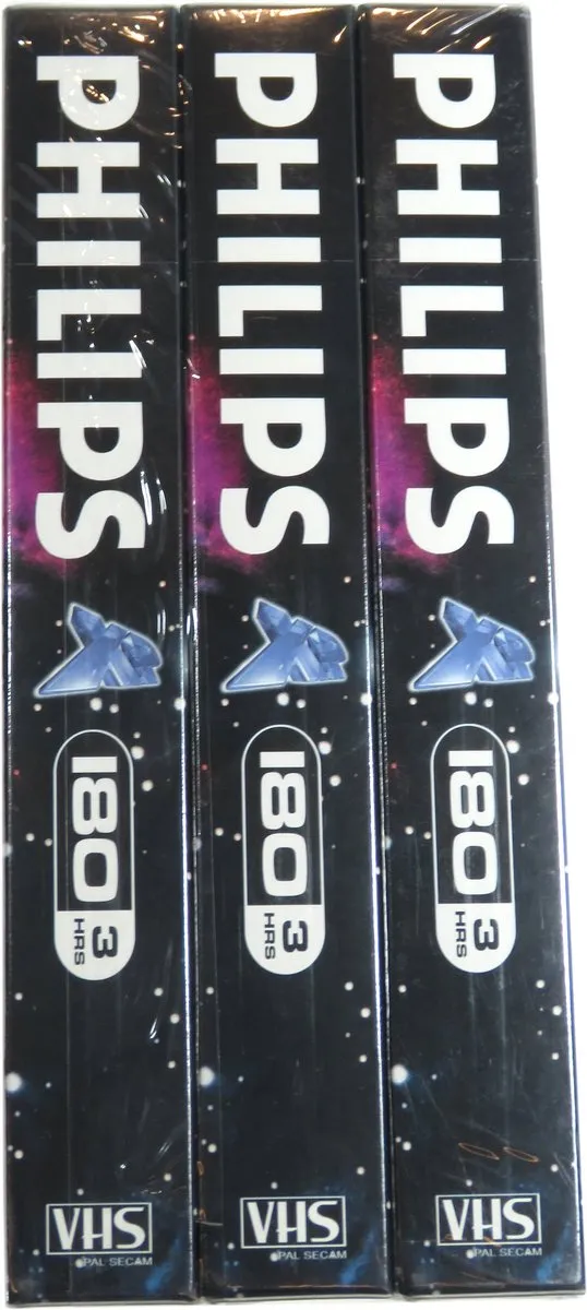 Philips VHS Videoband E180 - 3 Stuks - Zwart