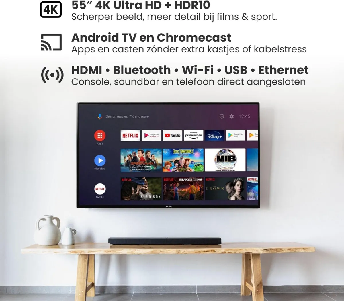 Salora SMART55TV 55 inch Smart TV - 4K UHD - Zwart