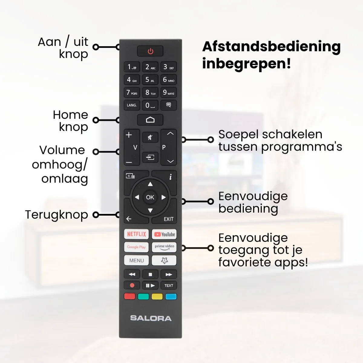 Salora SMART55TV 55 inch Smart TV - 4K UHD - Zwart - afbeelding 6 van 6