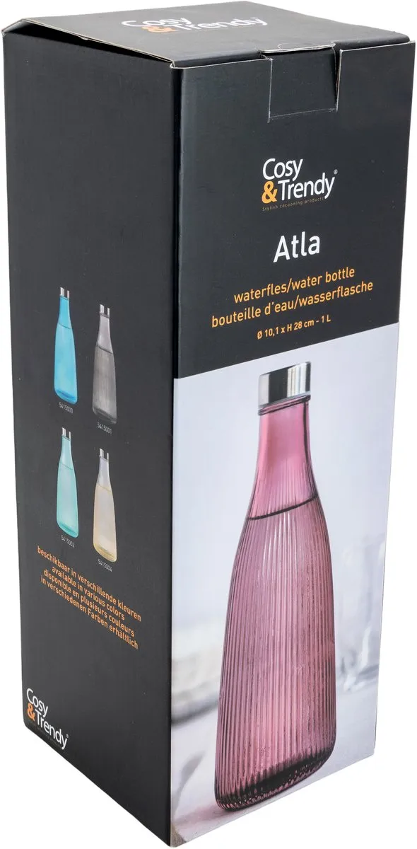 Cosy & Trendy Waterkaraf Atla met RVS Dop - Glas - 1 liter - Maroon