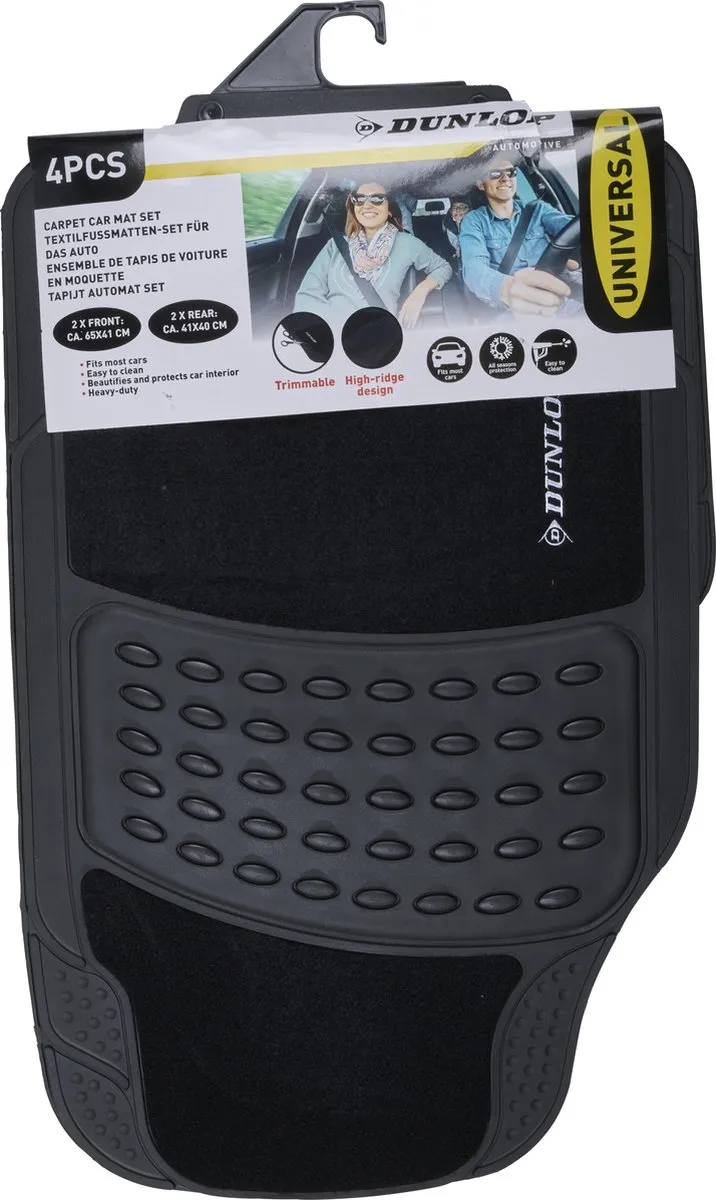 Dunlop Automatten Set 4 Stuks - 2x65x41cm & 2x41x40cm - Zwart